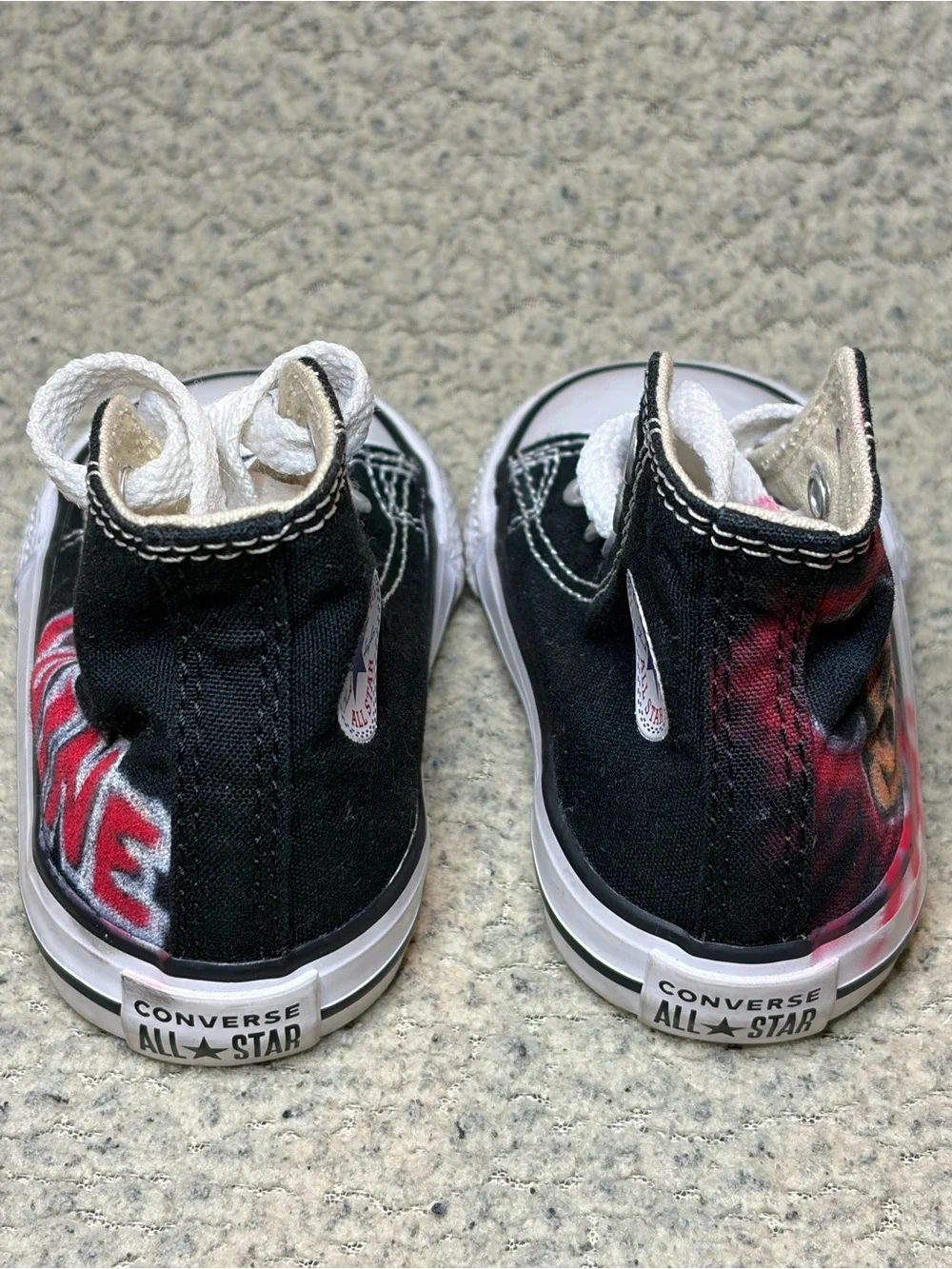Converse Black High-Top Sneakers with Custom Painted Graphics